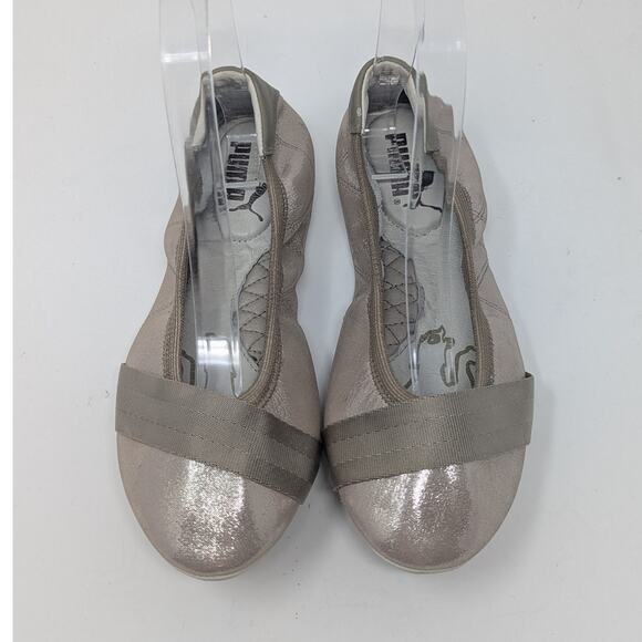 Puma Ballet Flats Rhythm Shine Foldable Gold Size 6 - Picture 7 of 10